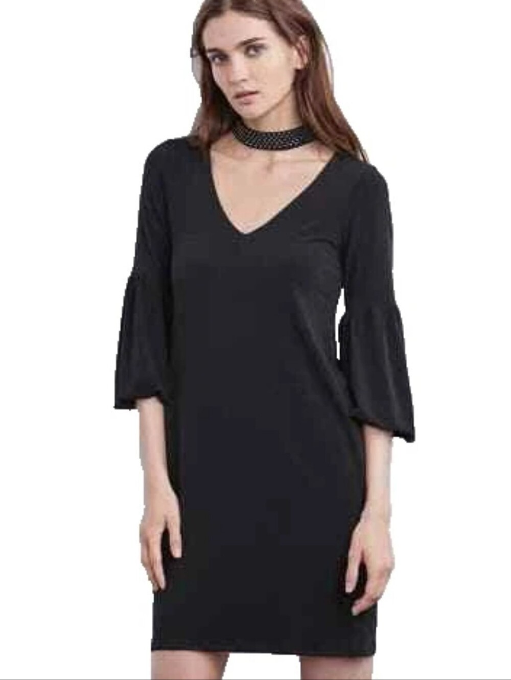 NWT Velvet Graham & Spencer Shirleen Black Rhinestone Choker Mini Dress XS